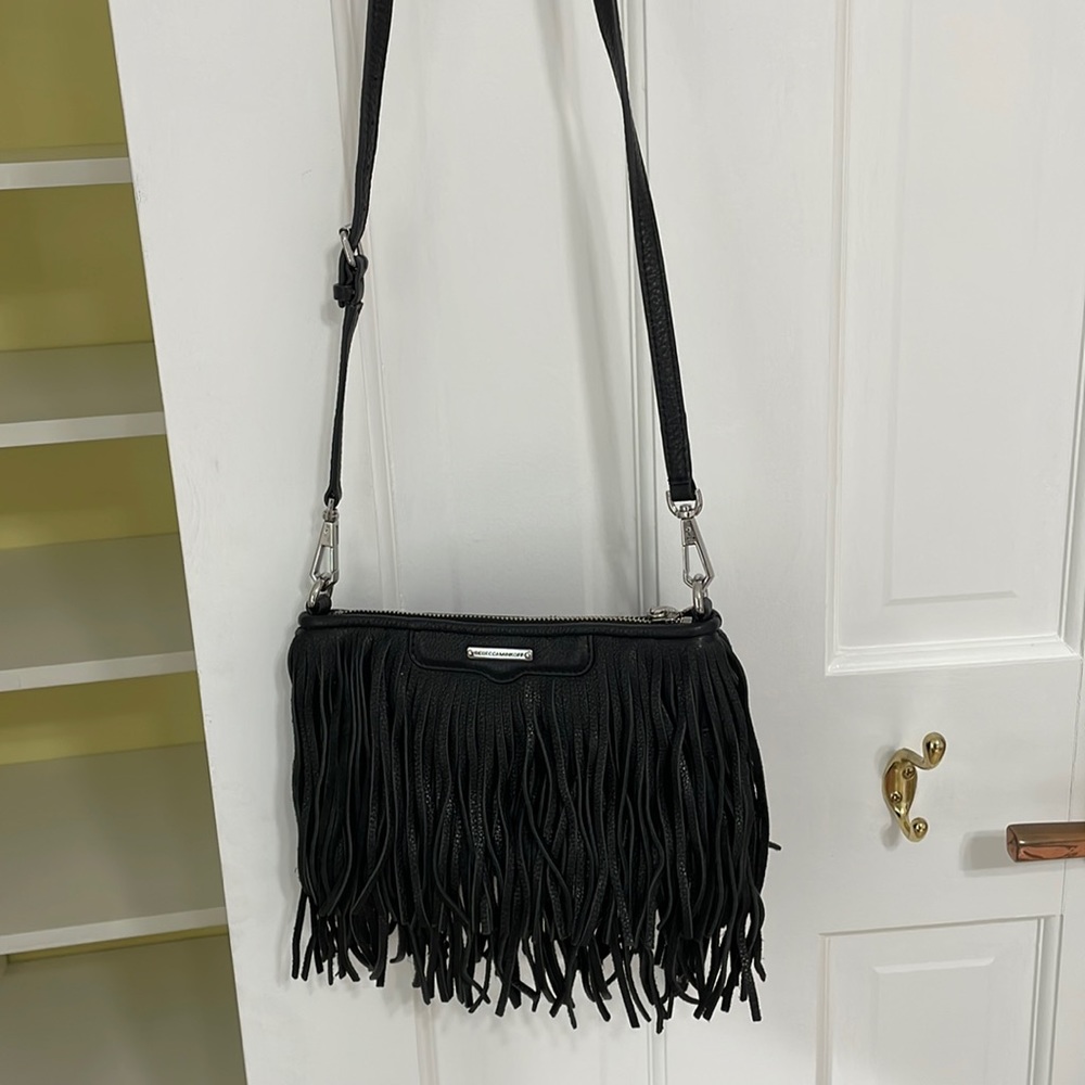 Purse, black, leather, 6x9in, Rebecca Minkoff, excellent con. original, leather